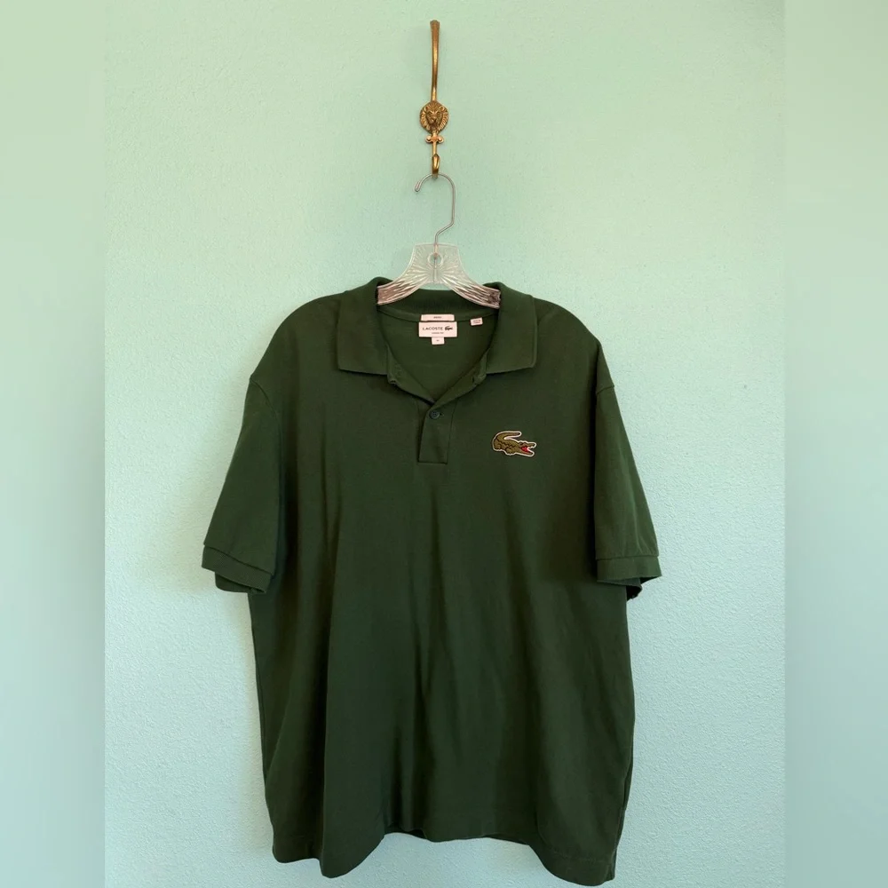 Lacoste Loose Fit Polo with Large Crocodile Logo, Pine Green - Picture 2 of 3